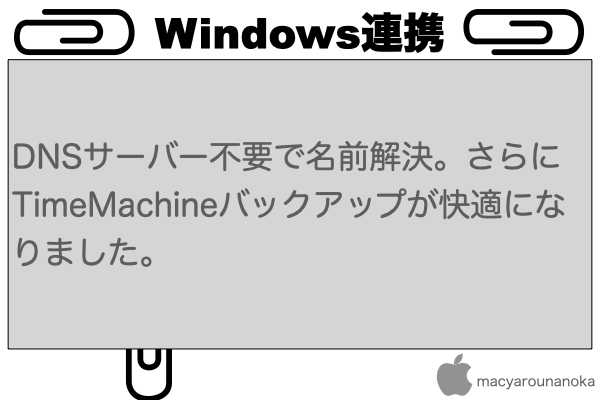 DNSサーバー不要で名前解決。さらにTimeMachineバックアップが快適になりました。のイメージ