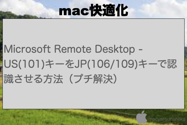 Microsoft Remote Desktop - US(101)キーをJP(106/109)キーで認識させる方法（プチ解決）のイメージ