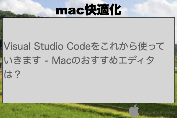 Visual Studio Codeをこれから使っていきます - Macのおすすめエディタは？のイメージ