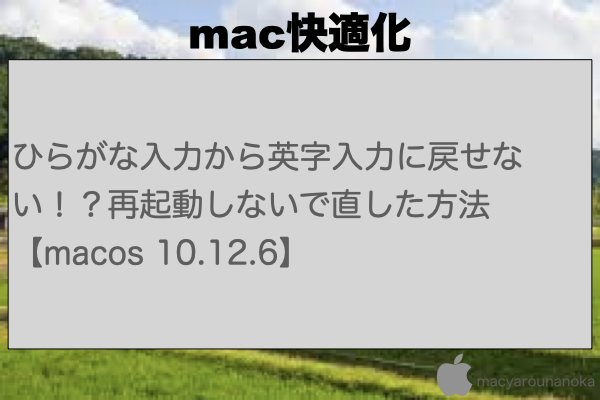 ひらがな入力から英字入力に戻せない！？再起動しないで直した方法【macos 10.12.6】のイメージ