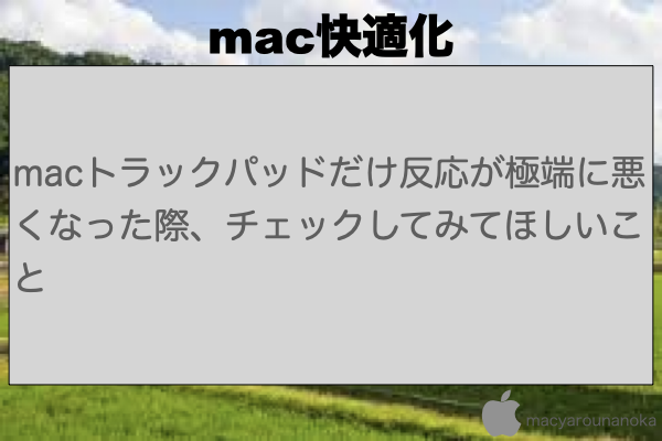 macトラックパッドだけ反応が極端に悪くなった際、チェックしてみてほしいことのイメージ