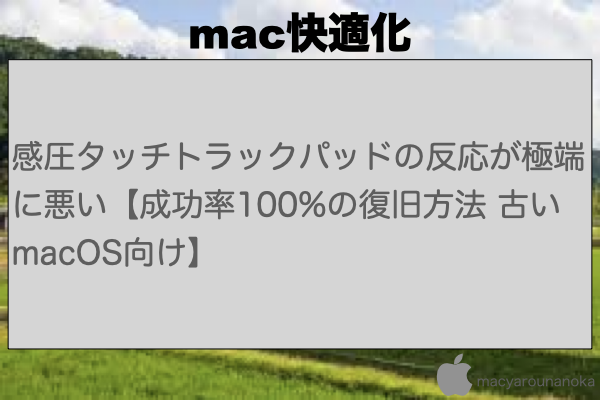 感圧タッチトラックパッドの反応が極端に悪い【成功率100%の復旧方法 古いmacOS向け】のイメージ