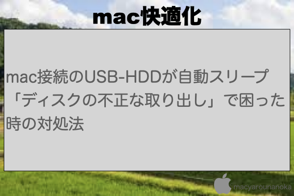 mac接続のUSB-HDDが自動スリープ「ディスクの不正な取り出し」で困った時の対処法のイメージ