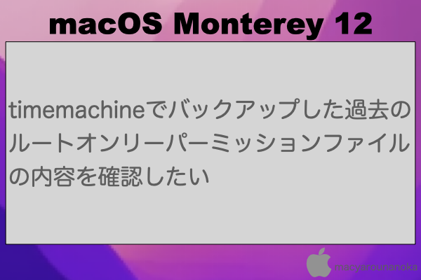 timemachineでバックアップした過去のルートオンリーパーミッションファイルの内容を確認したいのイメージ